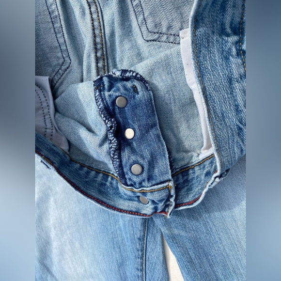 Y2K Abercrombie & Fitch Light Wash Wide Leg Flare Jeans Distressed 12L - Picture 4 of 11